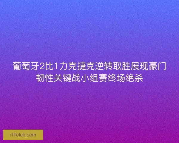 葡萄牙2比1力克捷克逆转取胜展现豪门韧性关键战小组赛终场绝杀